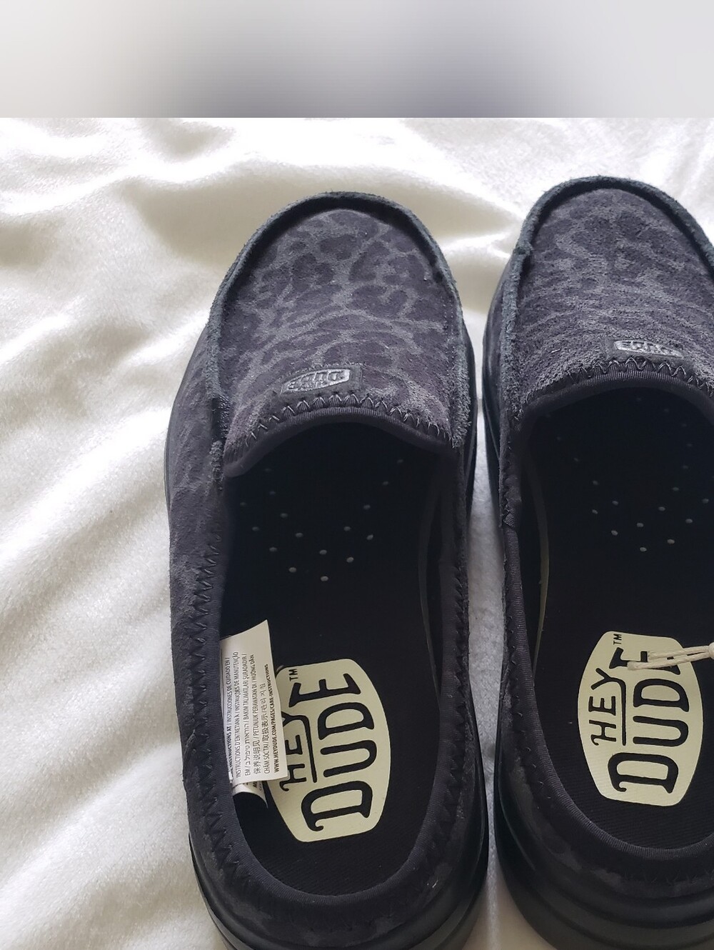 Hey Dude Women's Black Leopard Austin Lift Suede Animal - Picture 4 of 7